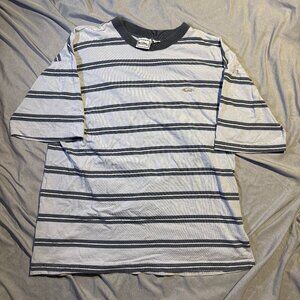 Vintage Stripe T-Shirt Mens Medium Grey Blue Surf Skate Size Large